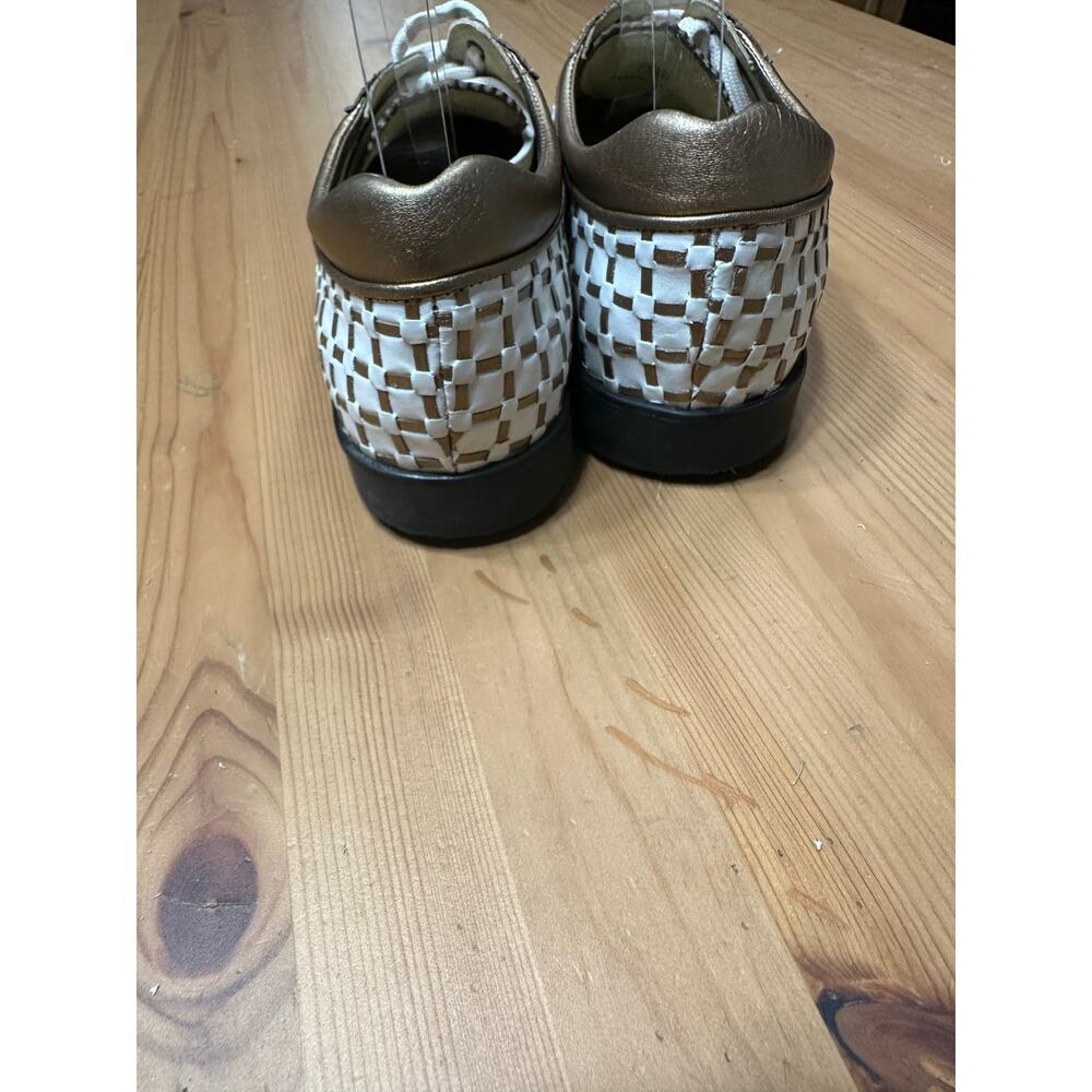 Aerogreen Leather Golf Shoes Women 10 Textured Metallic Woven Athletic Active - Picture 10 of 11